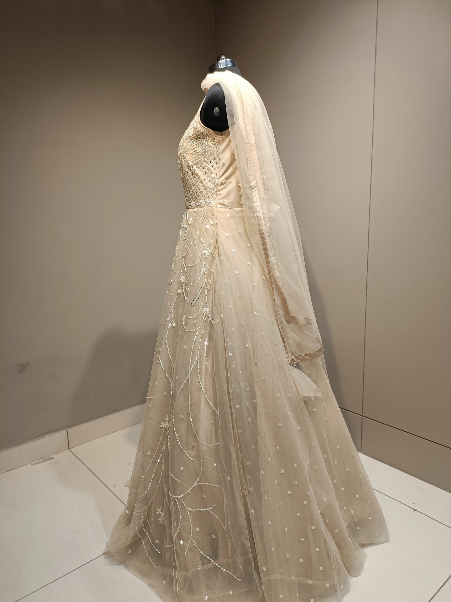 Sophisticated Gown with Cutdana Accents Ideal for Parties & Ceremonies