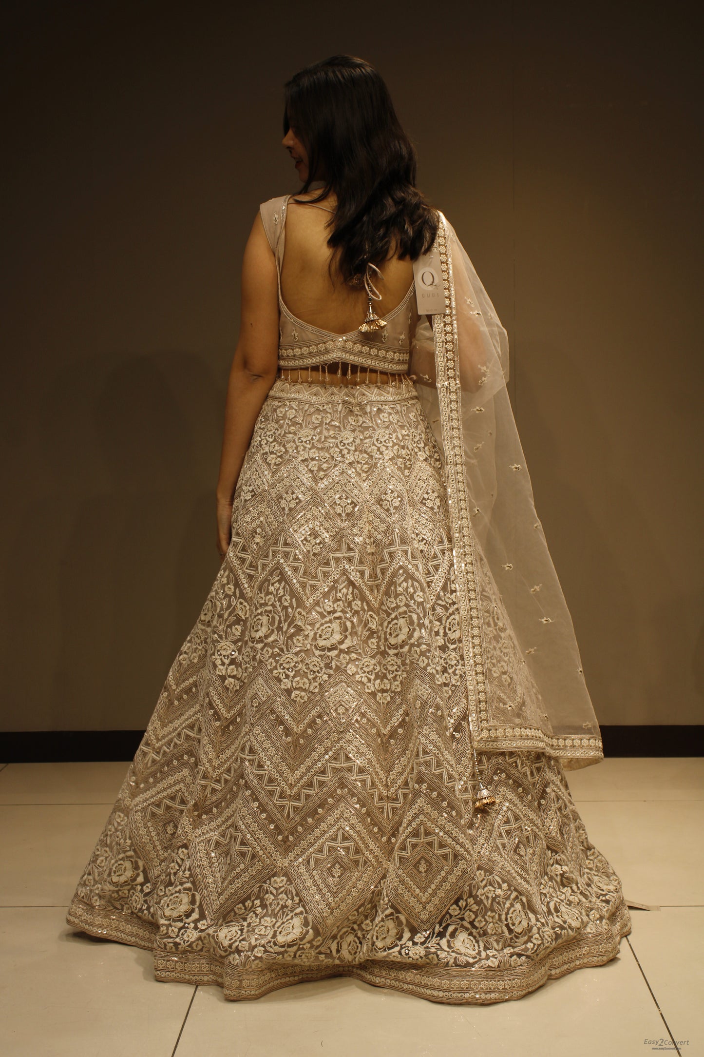 Elegant Net Crop Top with Intricate Resham Embroidery