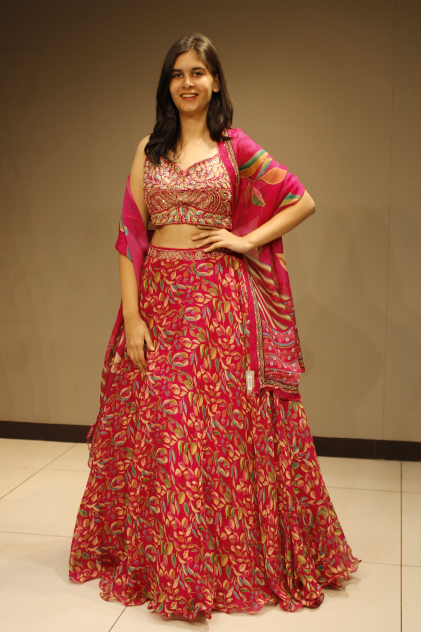 Elegant Organza Crop Top with Delicate Bead Embellishments