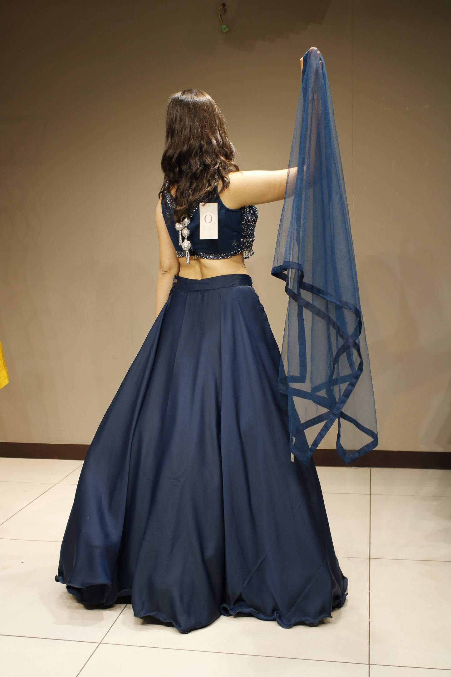 Satin Crop Top with Intricate Cutdana Embellishments