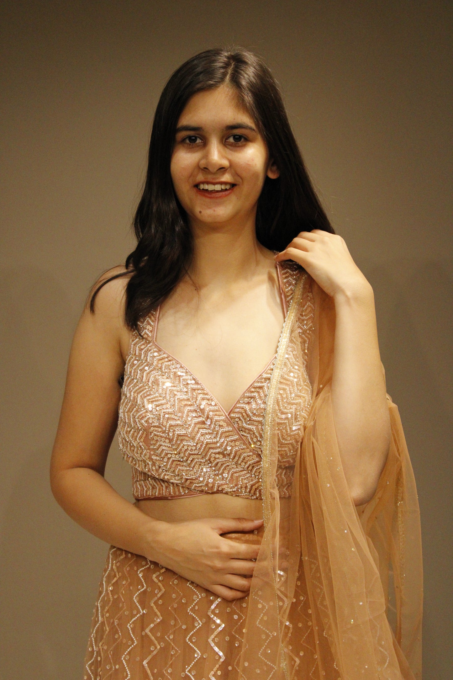 Exquisite Net Crop Top with Intricate Cutdana Embellishments