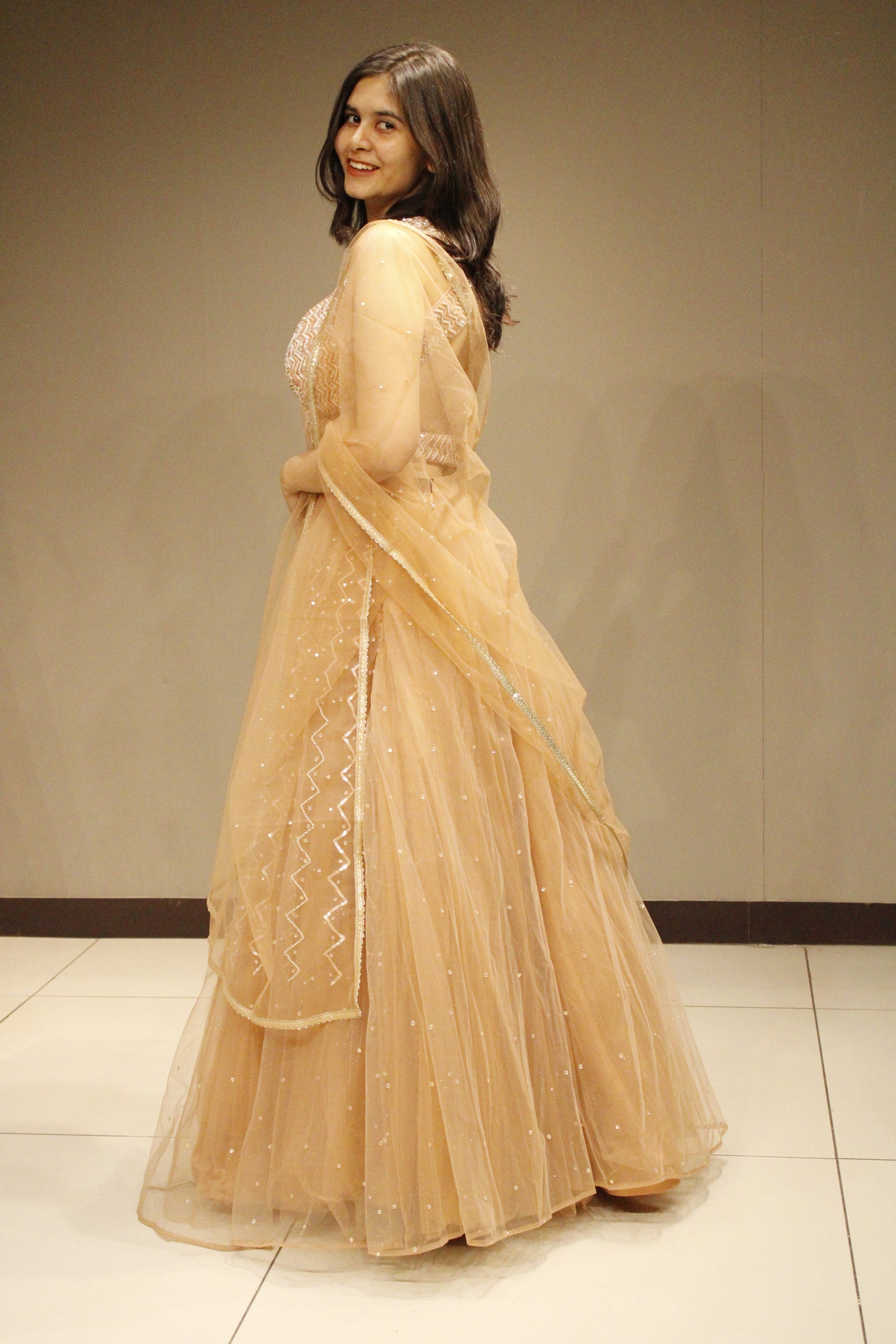 Exquisite Net Crop Top with Intricate Cutdana Embellishments