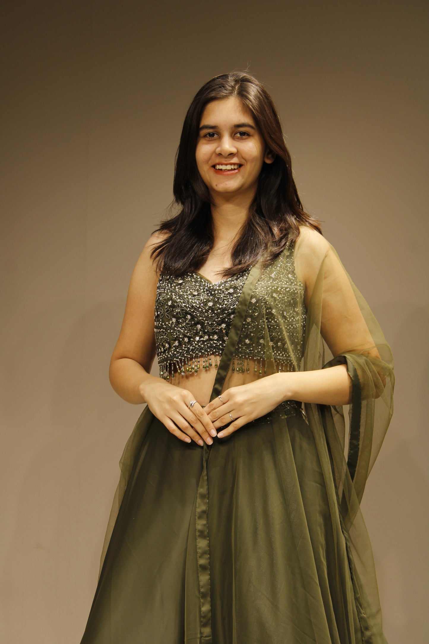 Satin Crop Top with Intricate Cutdana Embellishments