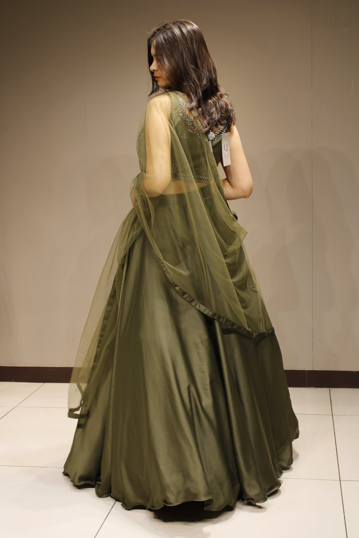 Satin Crop Top with Intricate Cutdana Embellishments