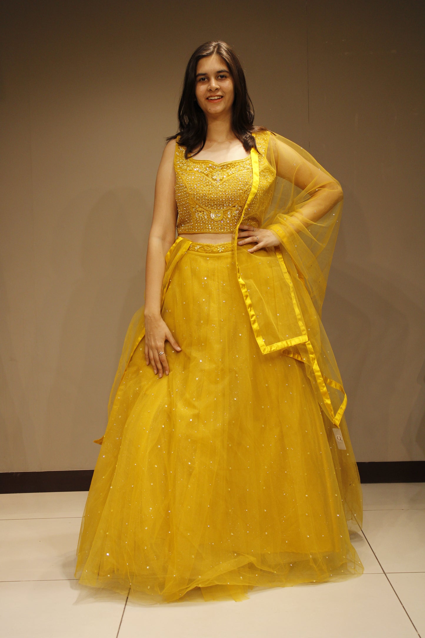 Graceful Net Crop Top with Elegant Pearl Embellishments