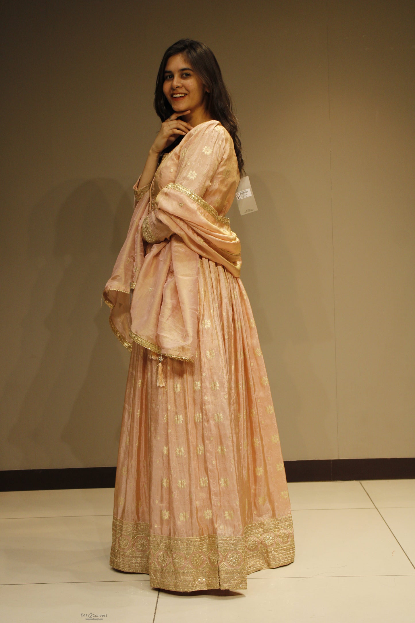Tissue Weaving Anarkali with Intricate Cutdana Embroidery