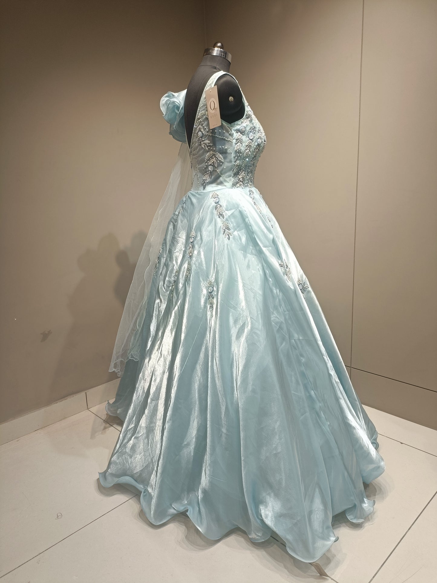 Ethereal Glass Tissue Gown with Dazzling Diamond Embellishments