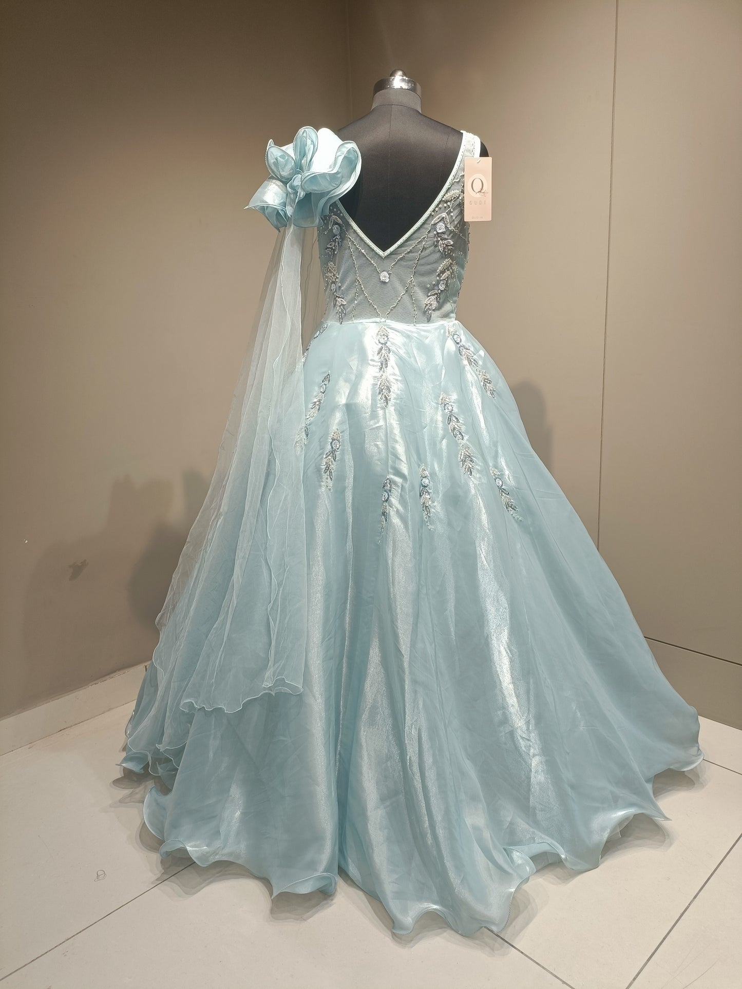 Ethereal Glass Tissue Gown with Dazzling Diamond Embellishments
