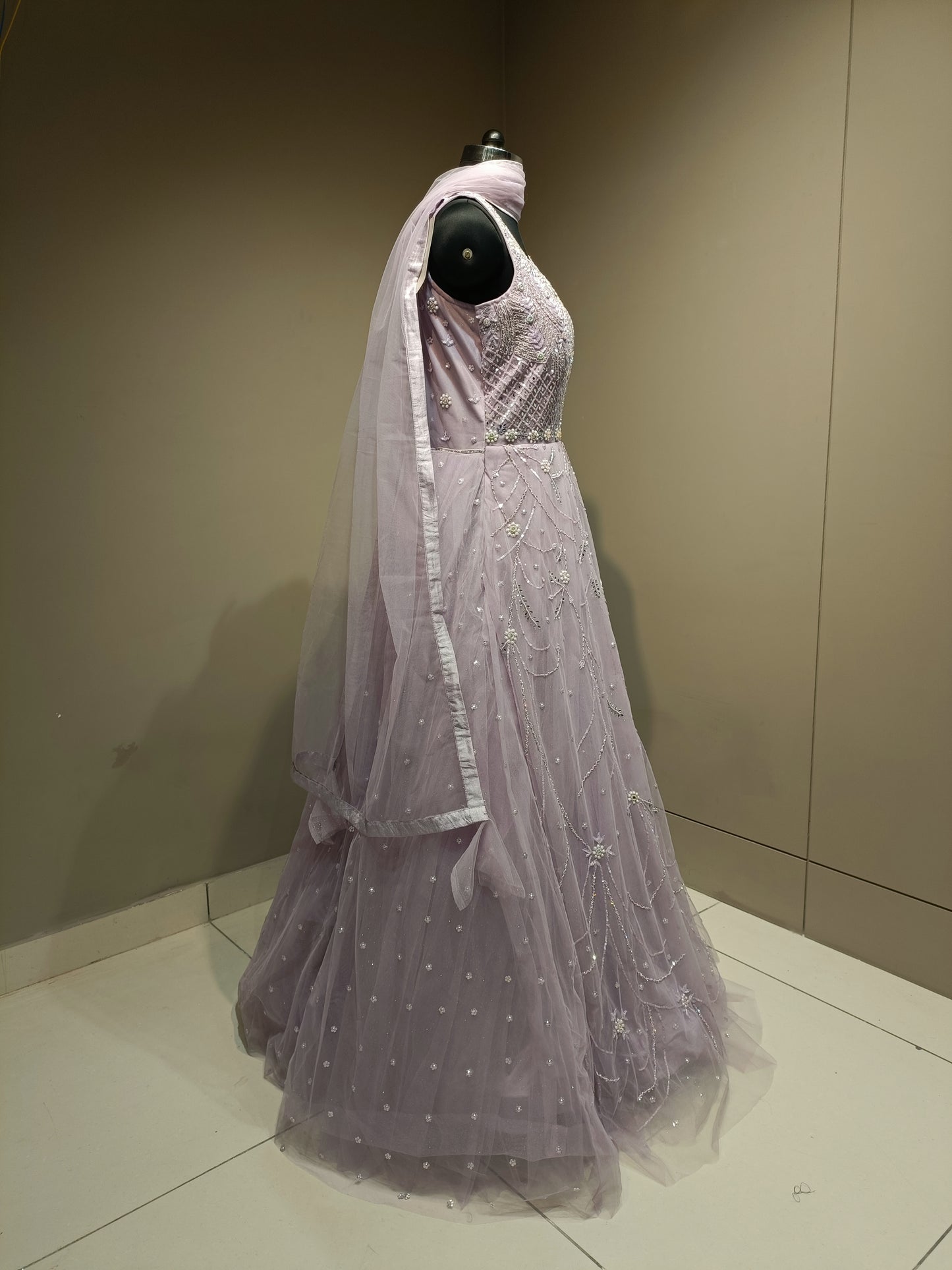 Sophisticated Gown with Cutdana Accents Ideal for Parties & Ceremonies