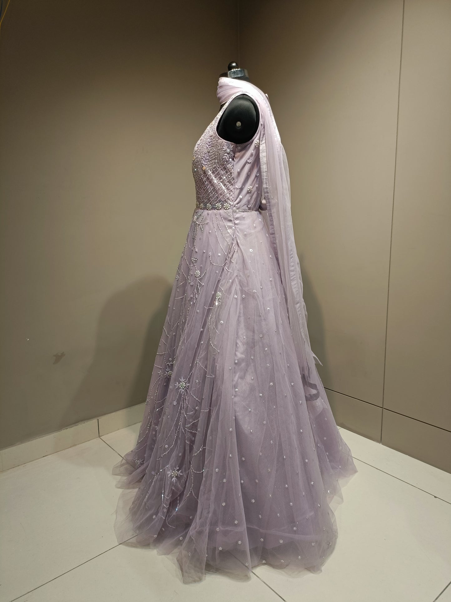 Sophisticated Gown with Cutdana Accents Ideal for Parties & Ceremonies