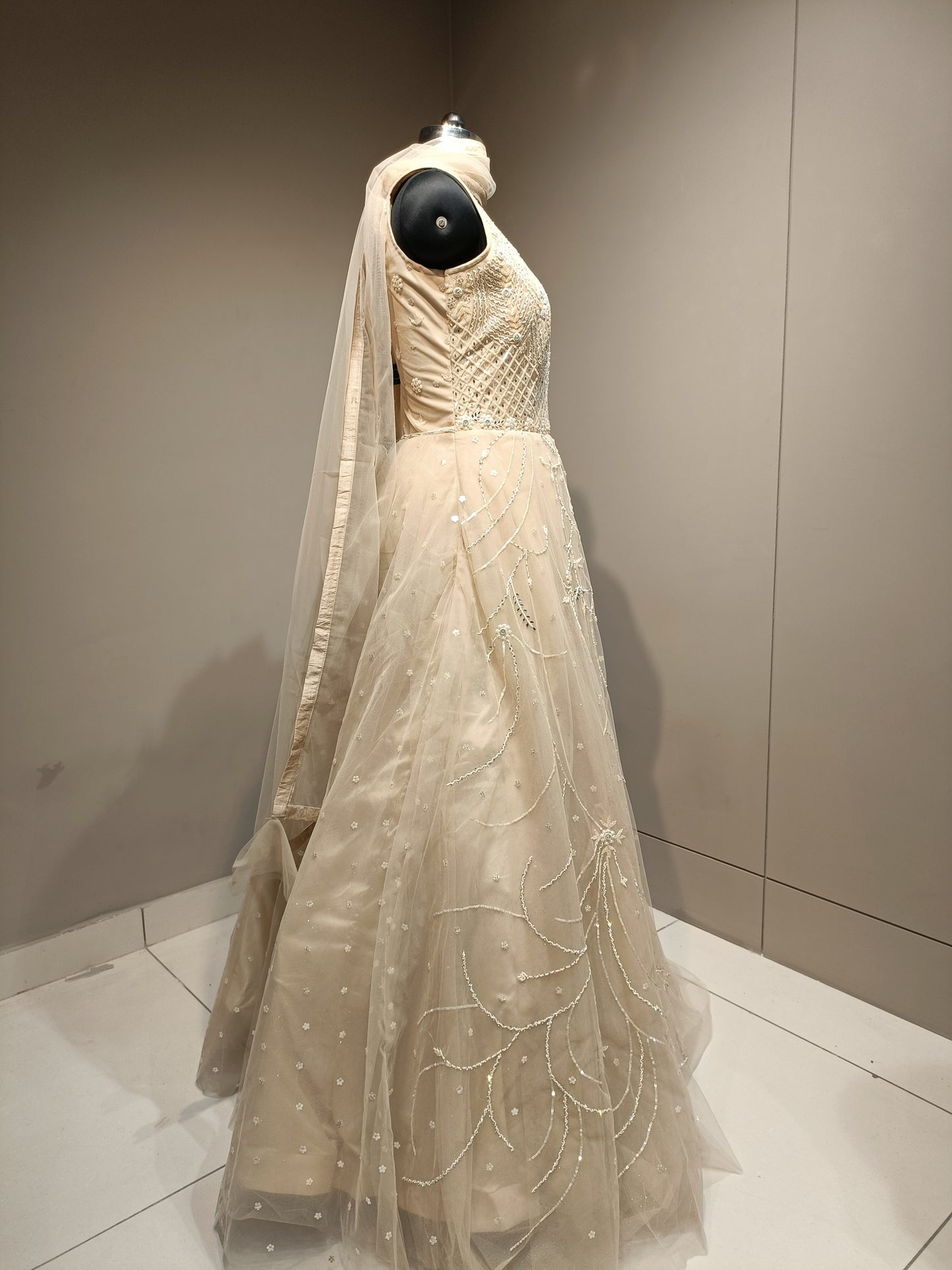 Sophisticated Gown with Cutdana Accents Ideal for Parties & Ceremonies