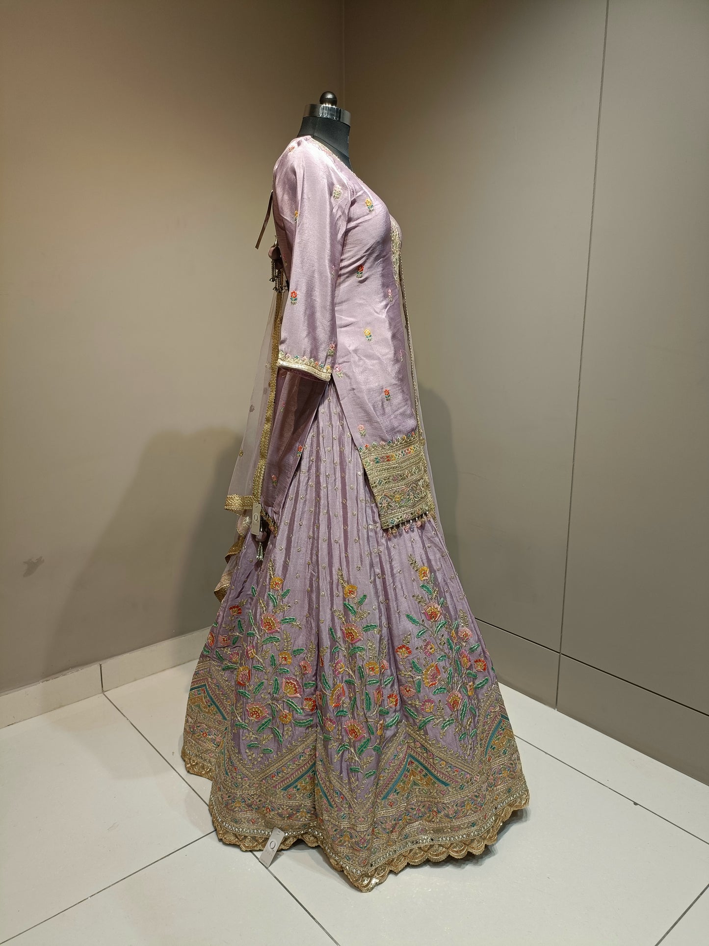 Regal Silk Crop Top with Intricate Zari Embroidery