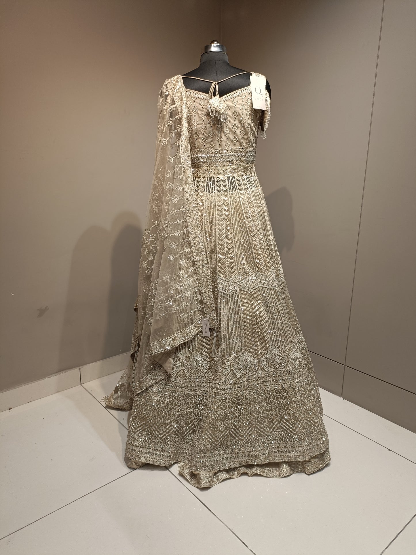 Stylish Net Indo-Western Outfit with Intricate Mirror Work