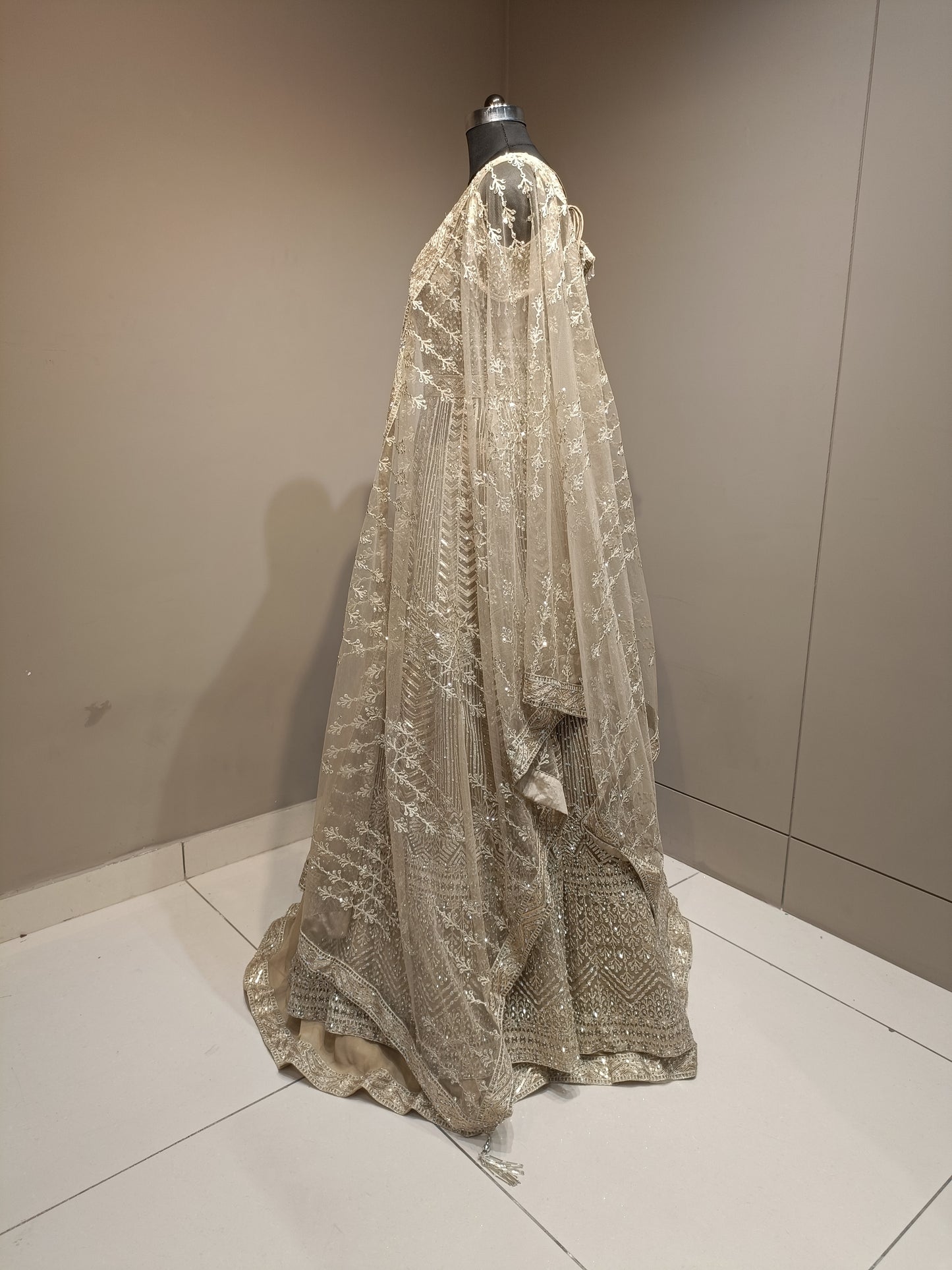 Stylish Net Indo-Western Outfit with Intricate Mirror Work
