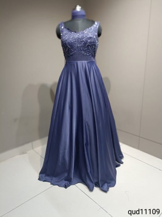 Elegant Crepe Gown with Intricate Cutdana Embellishments