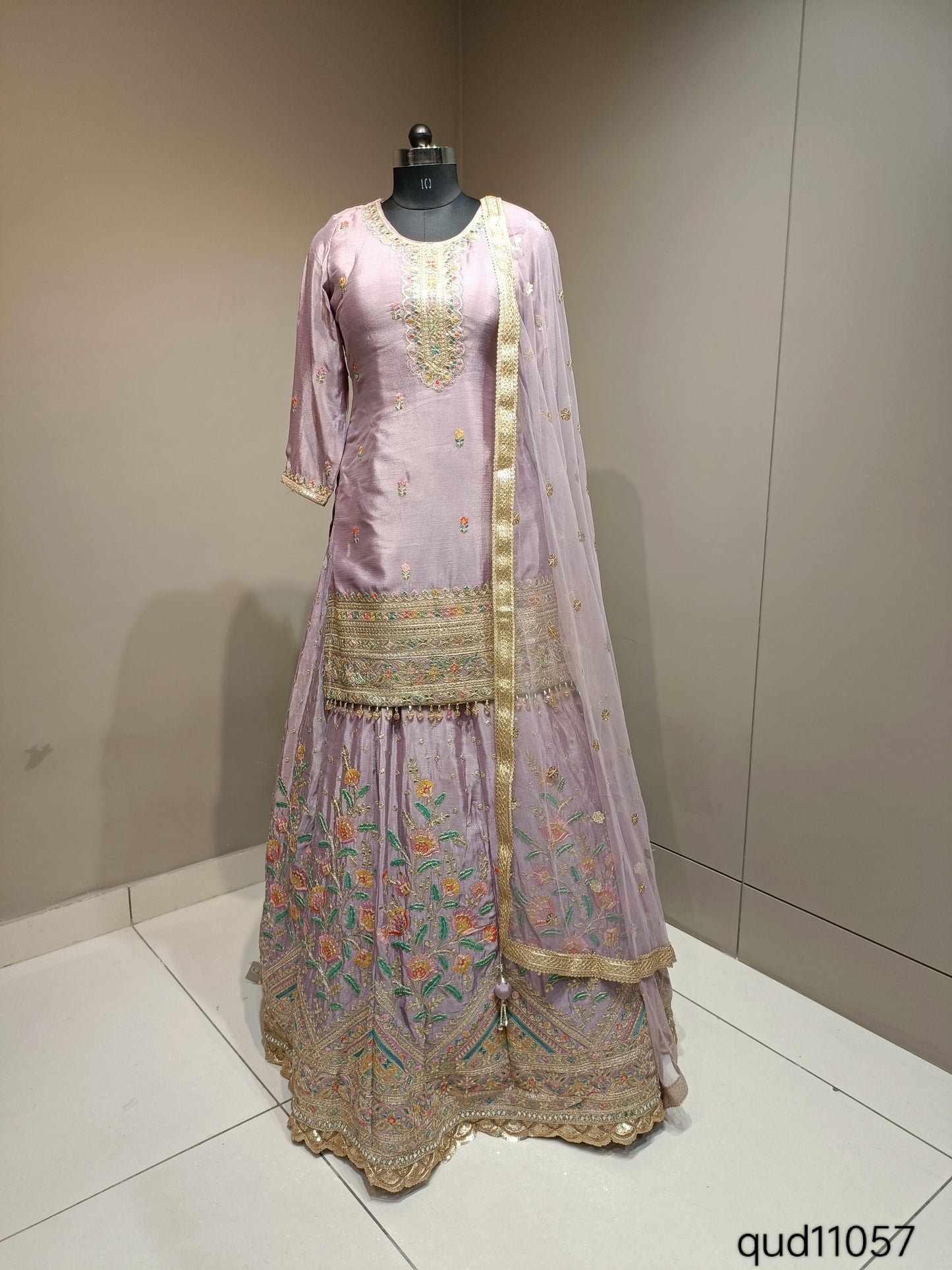 Regal Silk Crop Top with Intricate Zari Embroidery