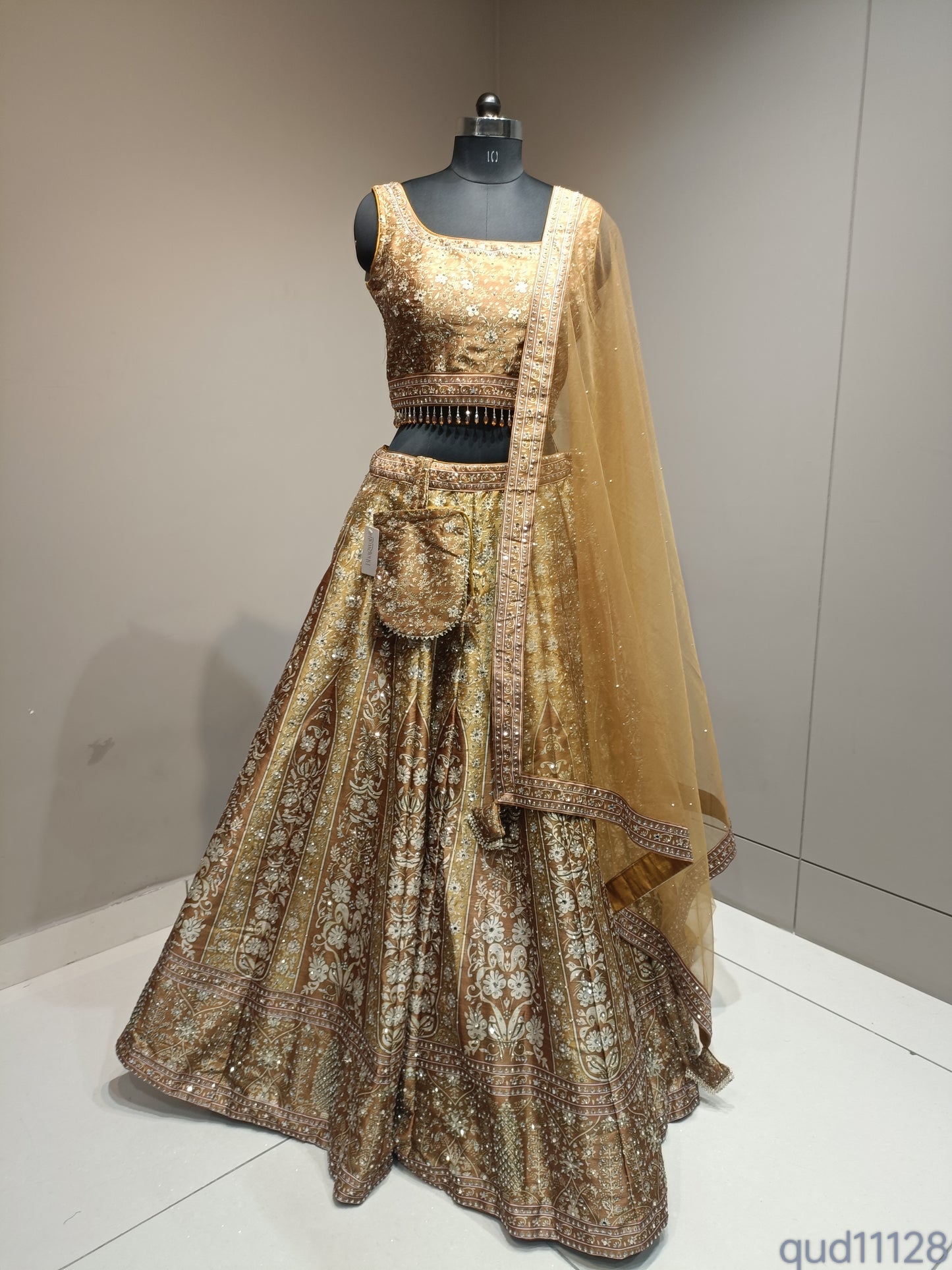 Graceful Silk Crop Top with Radiant Crystal Embellishments