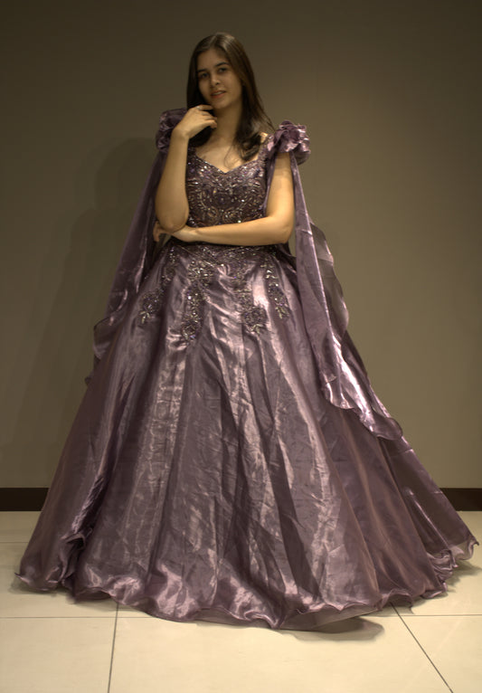 Ethereal Organza Gown with Intricate Sequin Embellishments