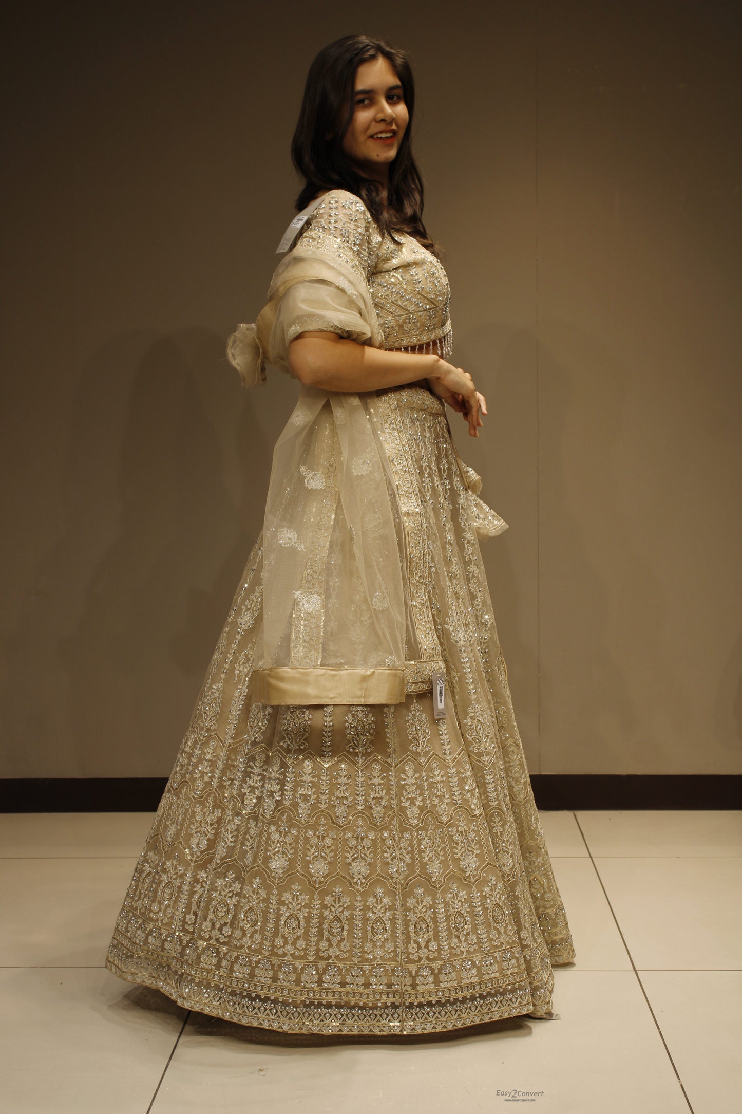 Elegant Net Crop Top with Intricate Cutdana Embellishments