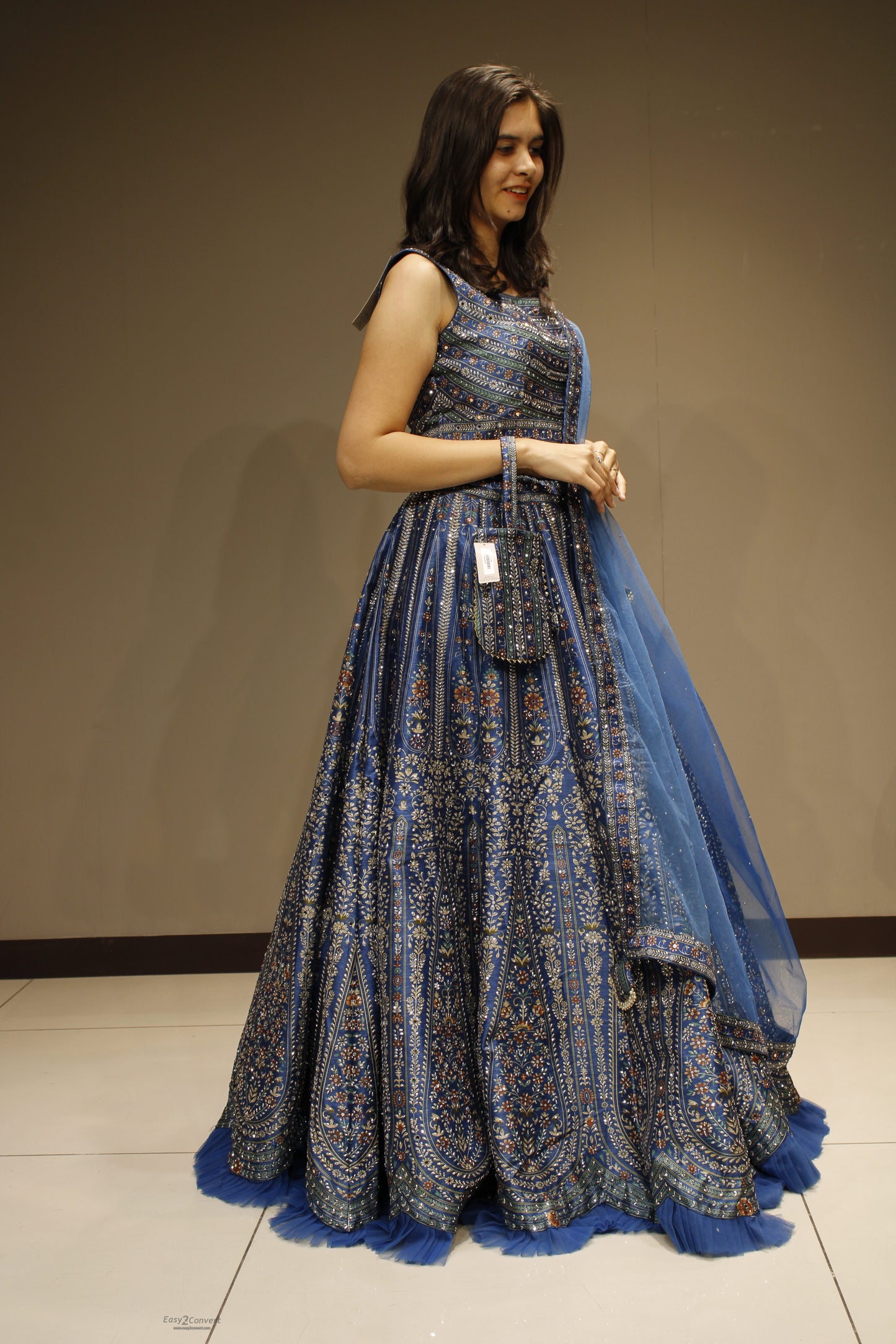 Royal Silk Crop Top with Sparkling Crystal Embellishments