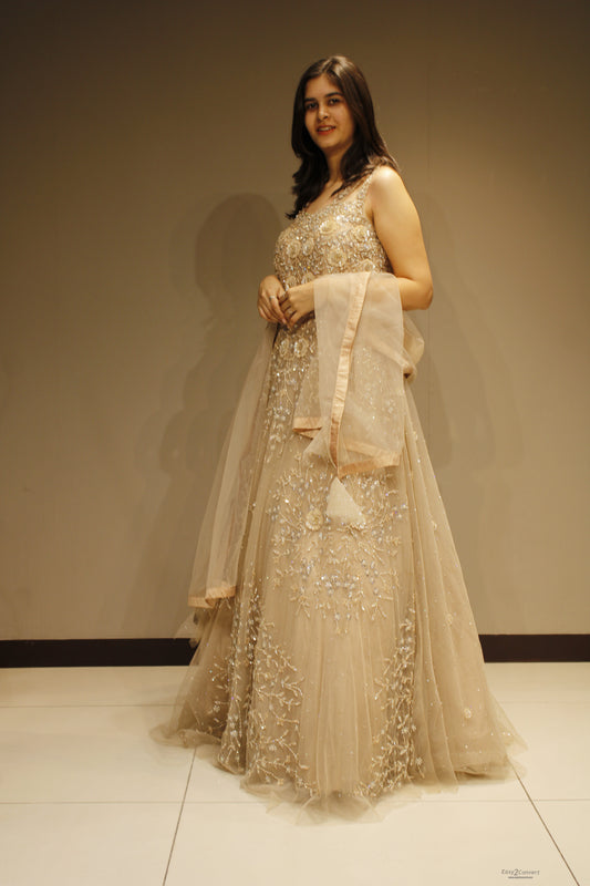 Ethereal Net Gown with Intricate Cutdana Embellishments