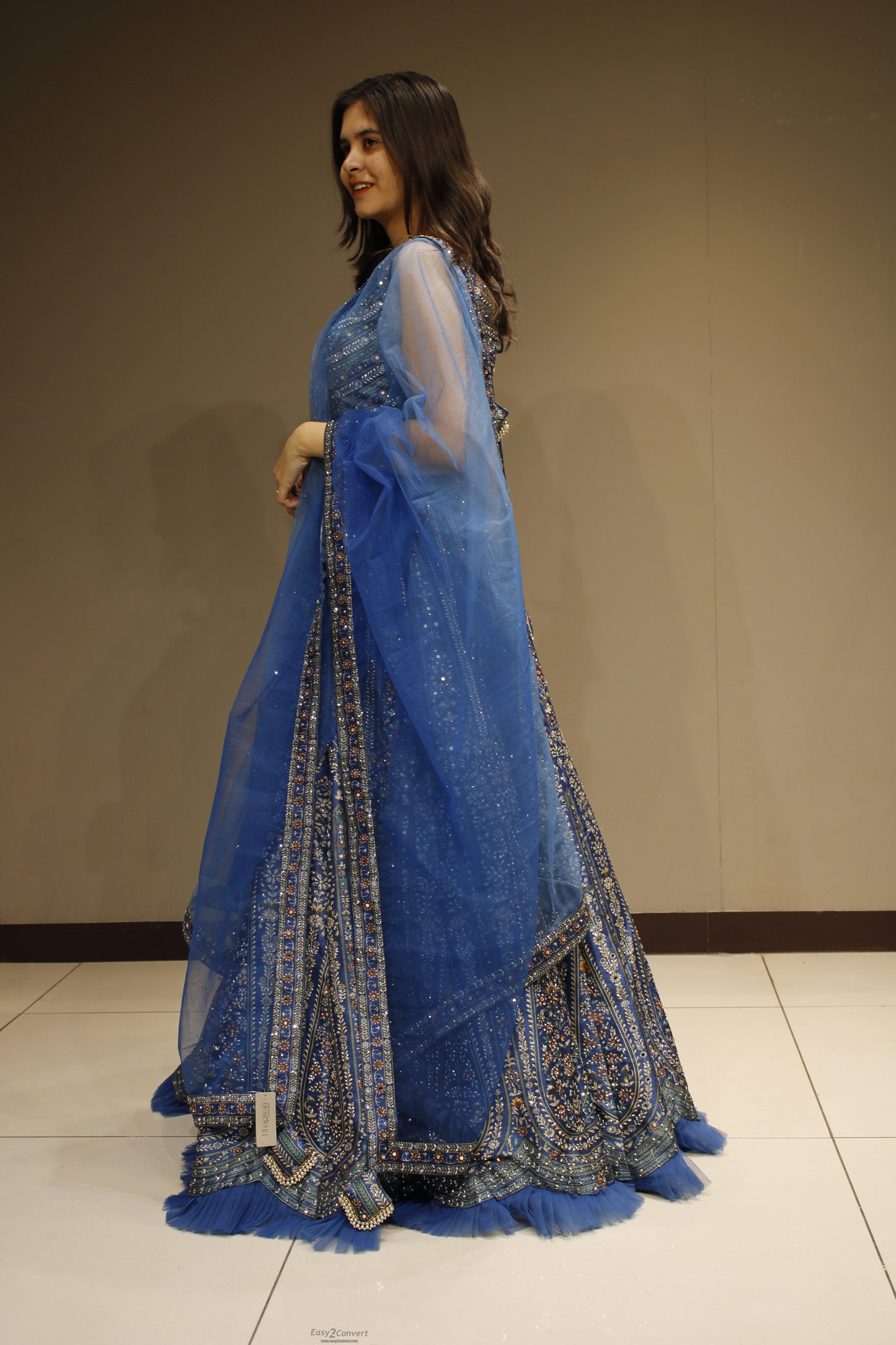 Royal Silk Crop Top with Sparkling Crystal Embellishments