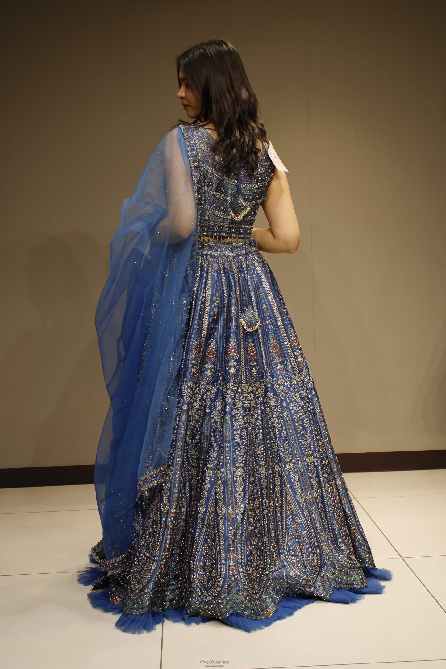 Royal Silk Crop Top with Sparkling Crystal Embellishments