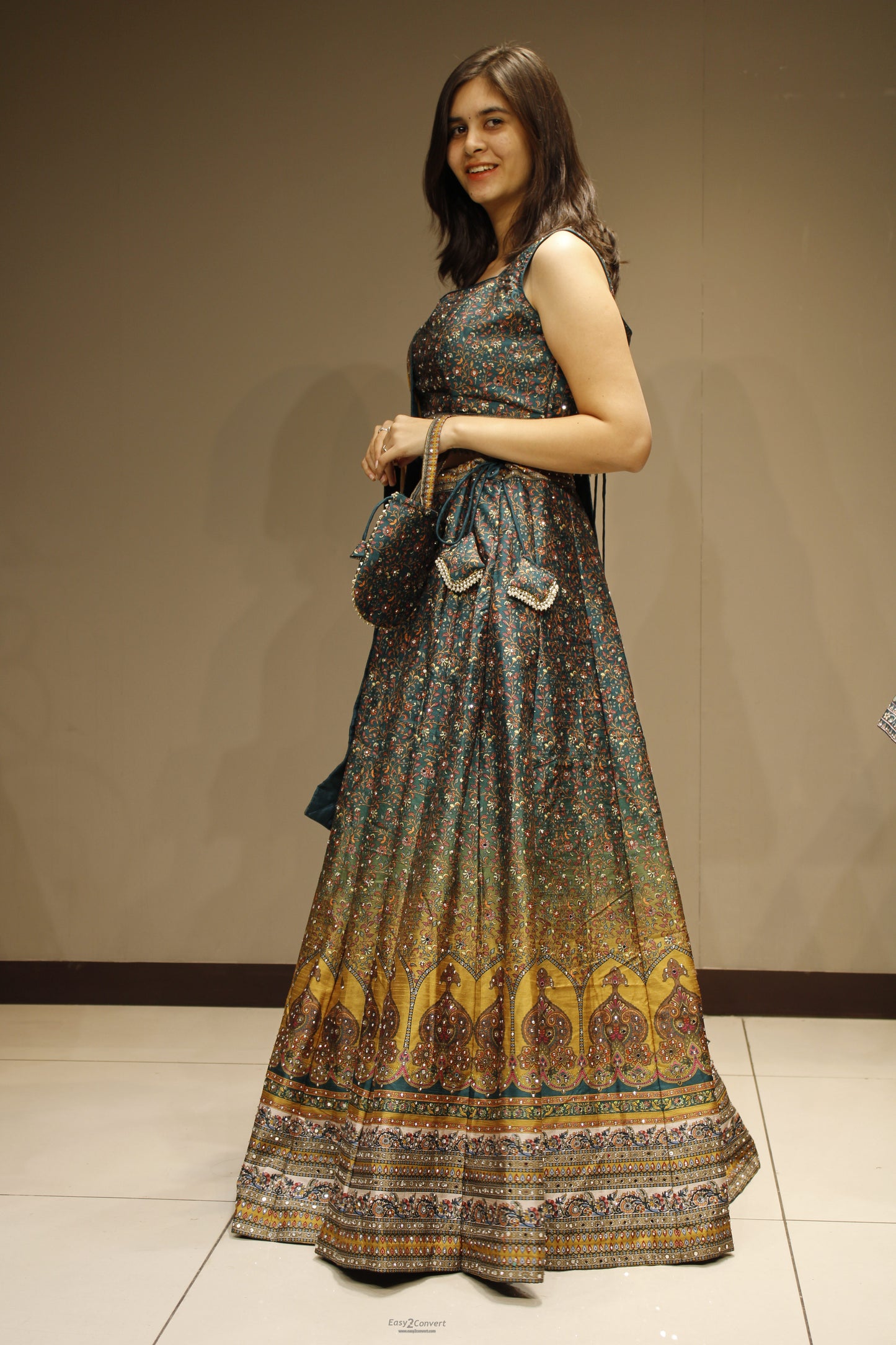 Elegant Silk Crop Top with Dazzling Crystal Detailing