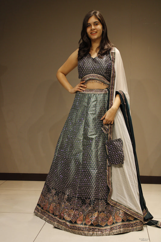 Elegant Silk Crop Top with Dazzling Crystal Embellishments
