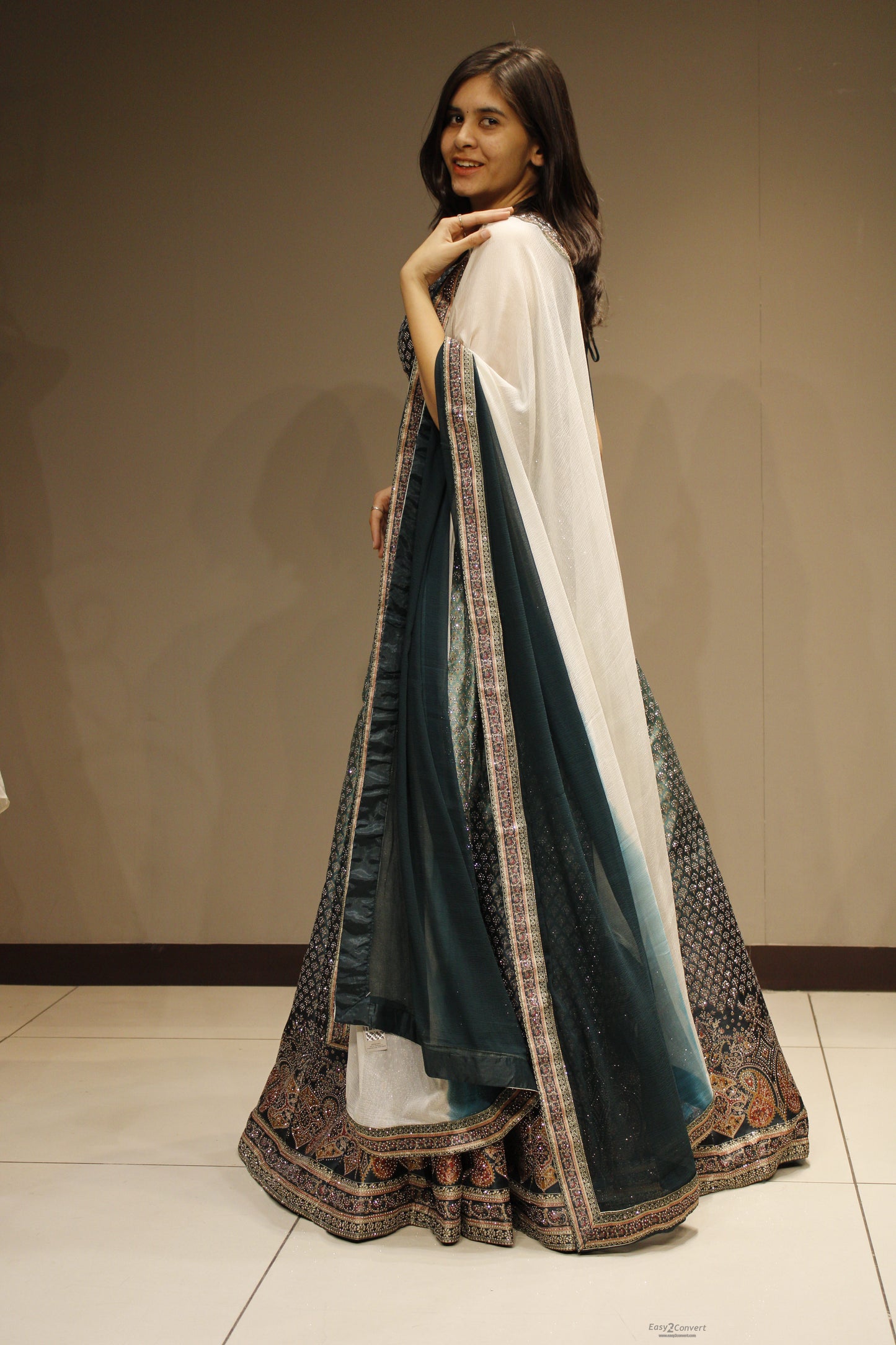 Elegant Silk Crop Top with Dazzling Crystal Embellishments
