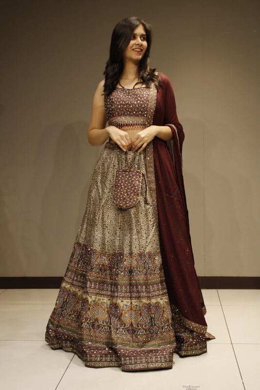 Opulent Silk Crop Top with Radiant Crystal Embellishments