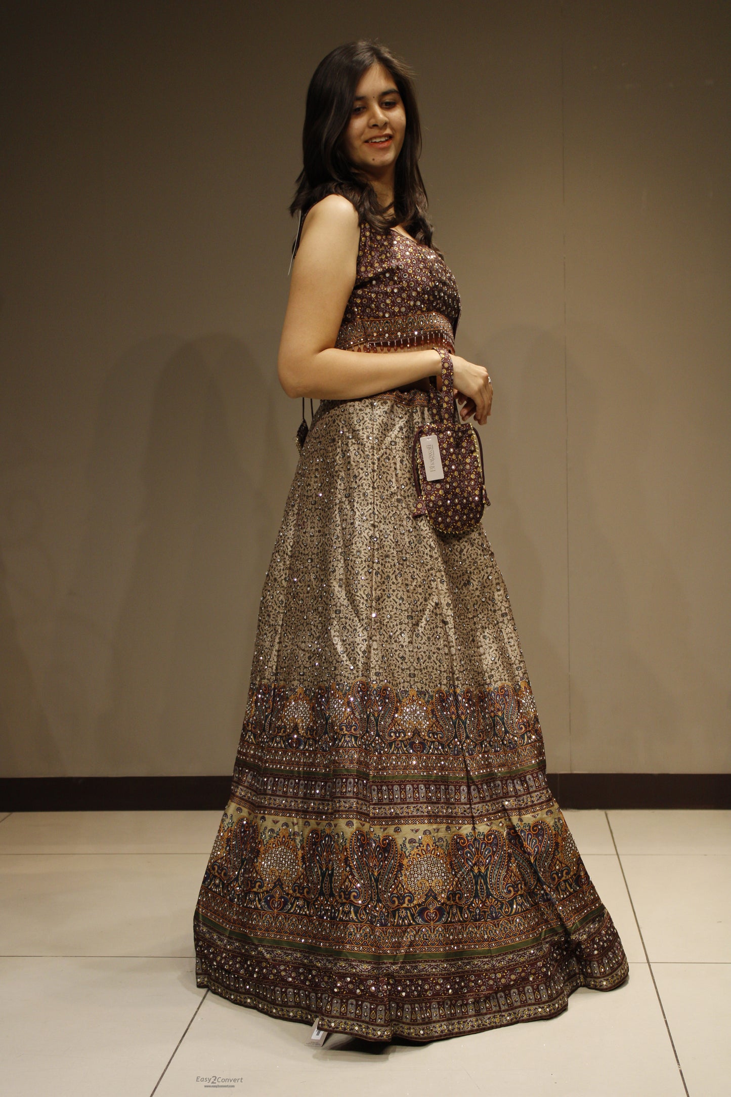 Opulent Silk Crop Top with Radiant Crystal Embellishments