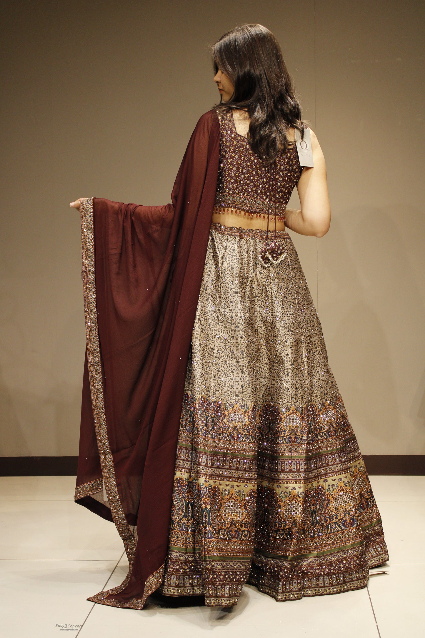 Opulent Silk Crop Top with Radiant Crystal Embellishments