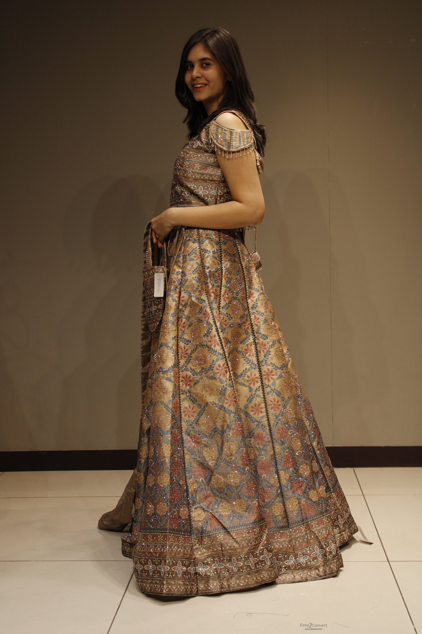 Lustrous Silk Crop Top with Exquisite Crystal Embellishments
