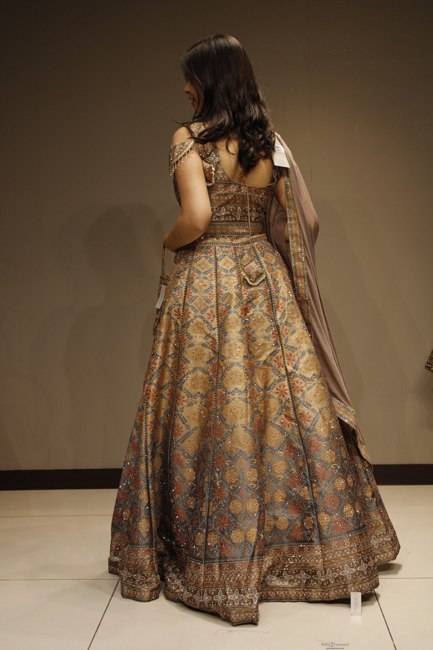 Lustrous Silk Crop Top with Exquisite Crystal Embellishments