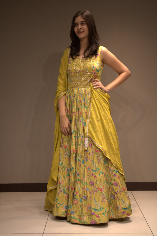 Chinon Floor-Length Dress with Delicate Pipine Work