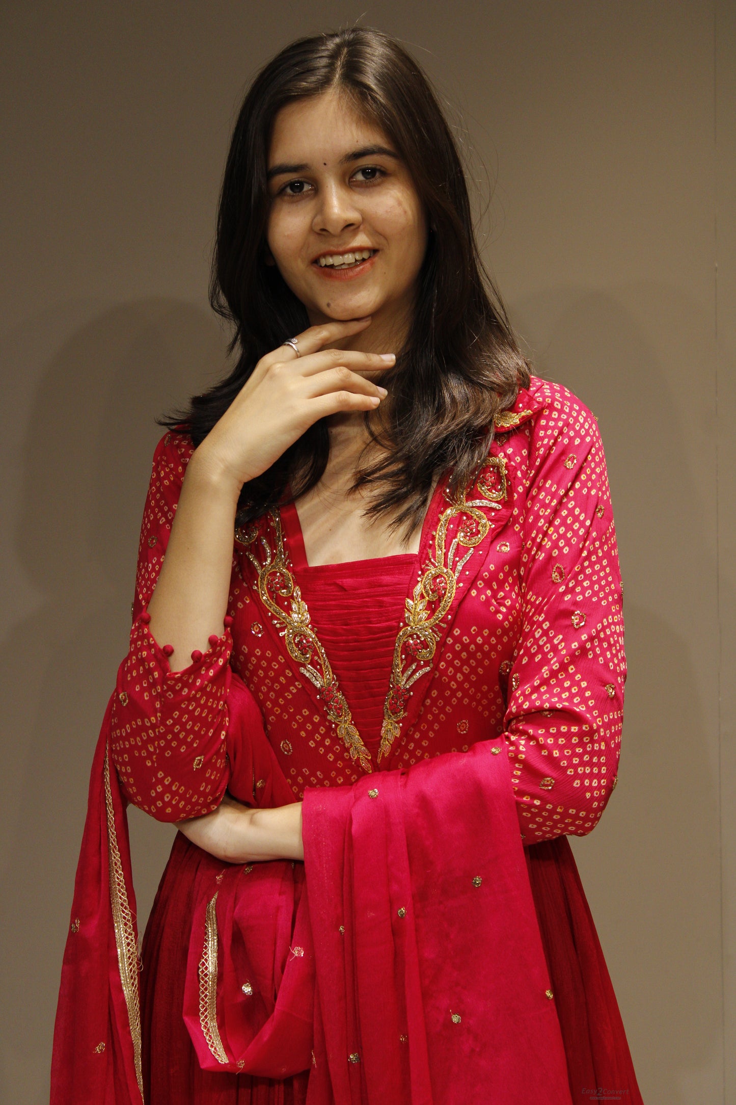 Chinon Anarkali with Intricate Cutdana Embroidery
