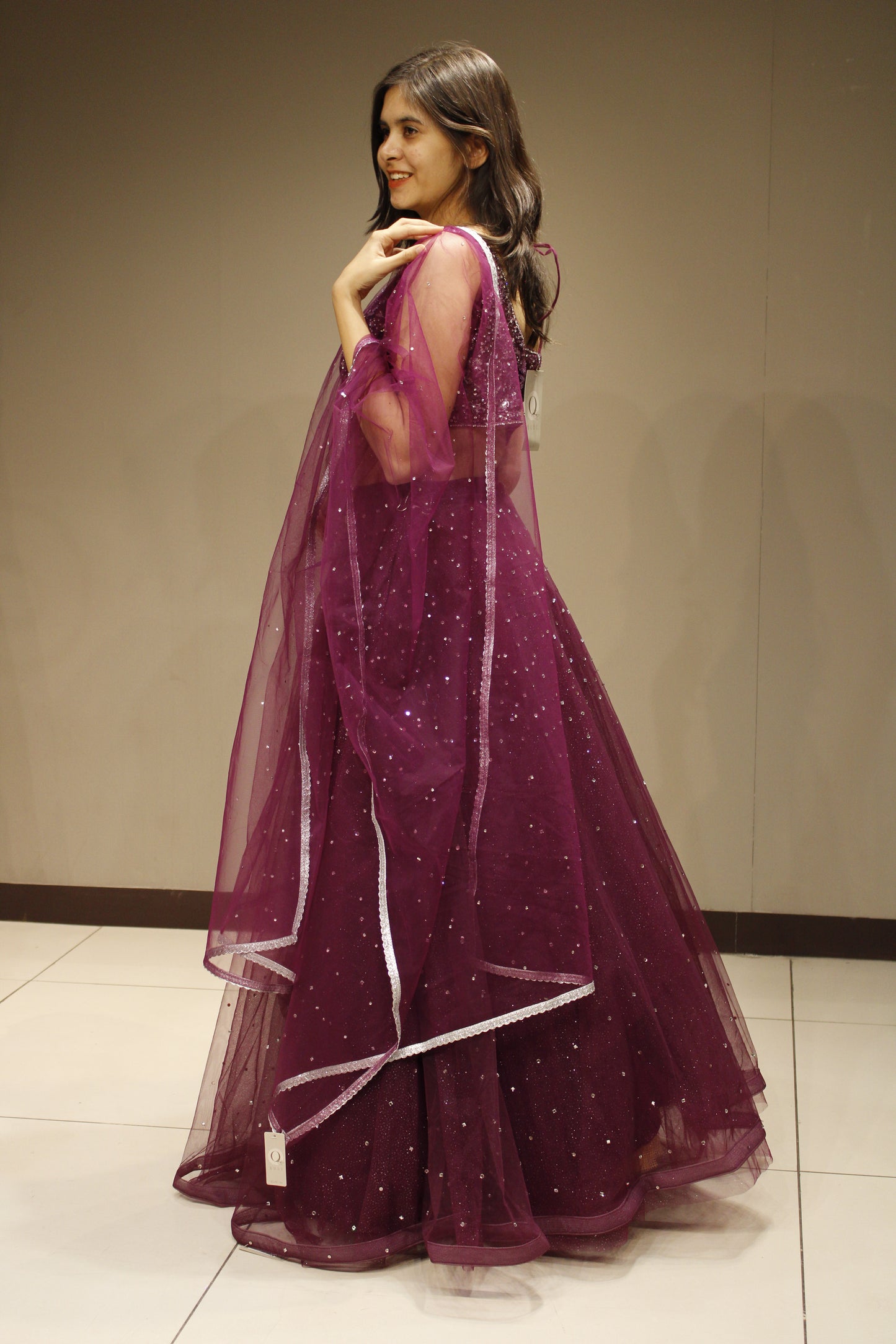 Dazzling Net Crop Top with Intricate Sequin Embellishments
