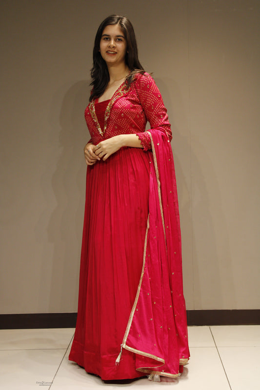 Chinon Anarkali with Intricate Cutdana Embroidery