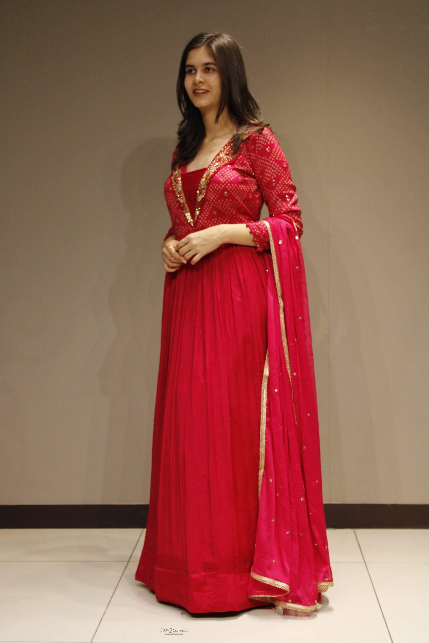 Chinon Anarkali with Intricate Cutdana Embroidery