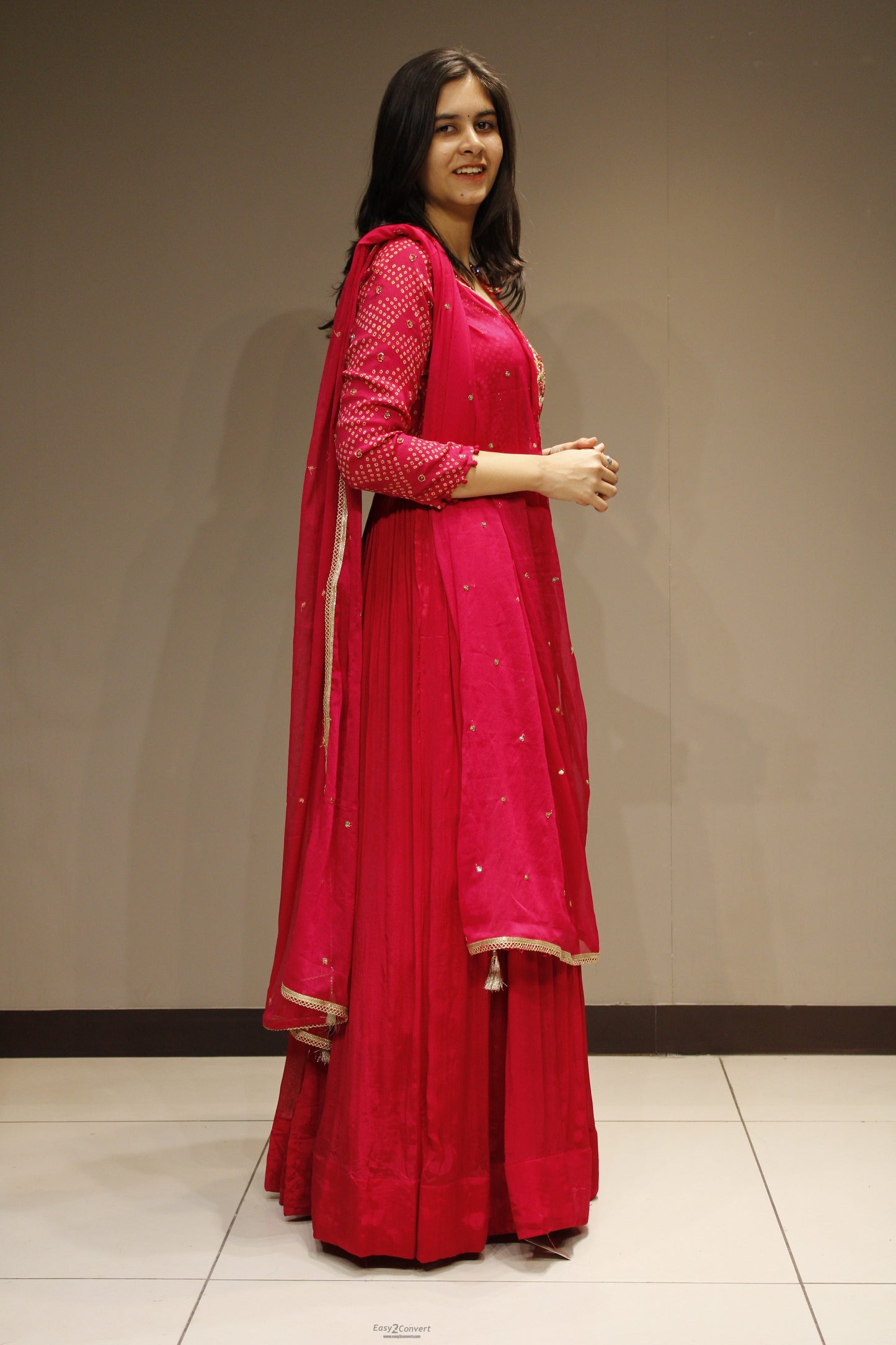 Chinon Anarkali with Intricate Cutdana Embroidery