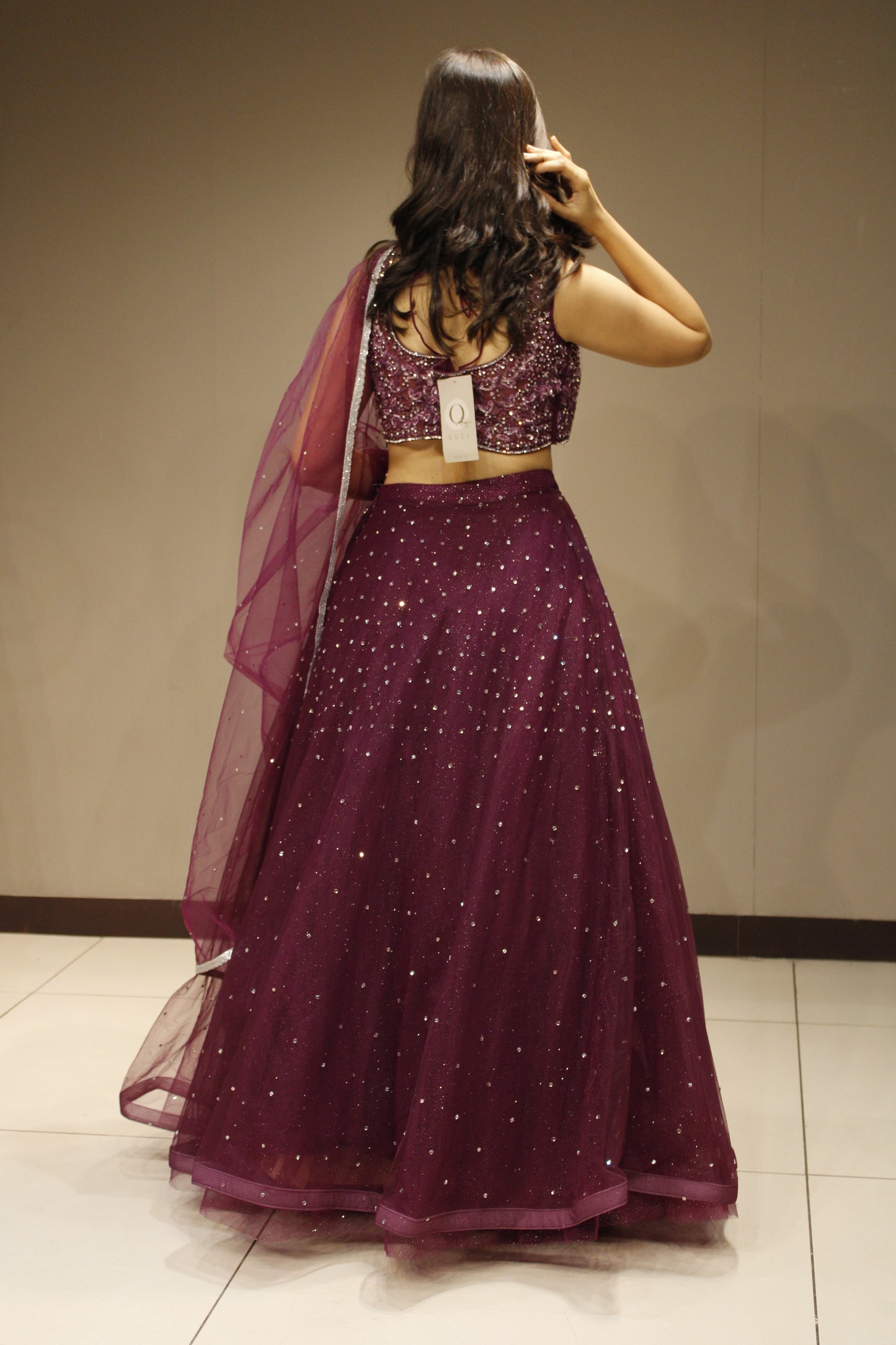 Dazzling Net Crop Top with Intricate Sequin Embellishments