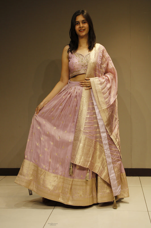 Tissue Crop Top with Exquisite Cutdana Embroidery
