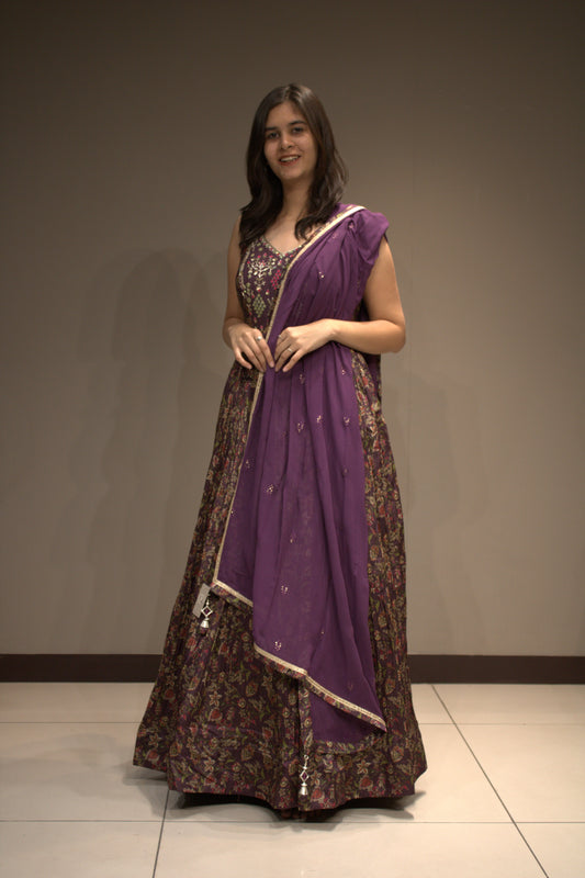 Tissue Floor-Length Dress with Elegant Sequin Work