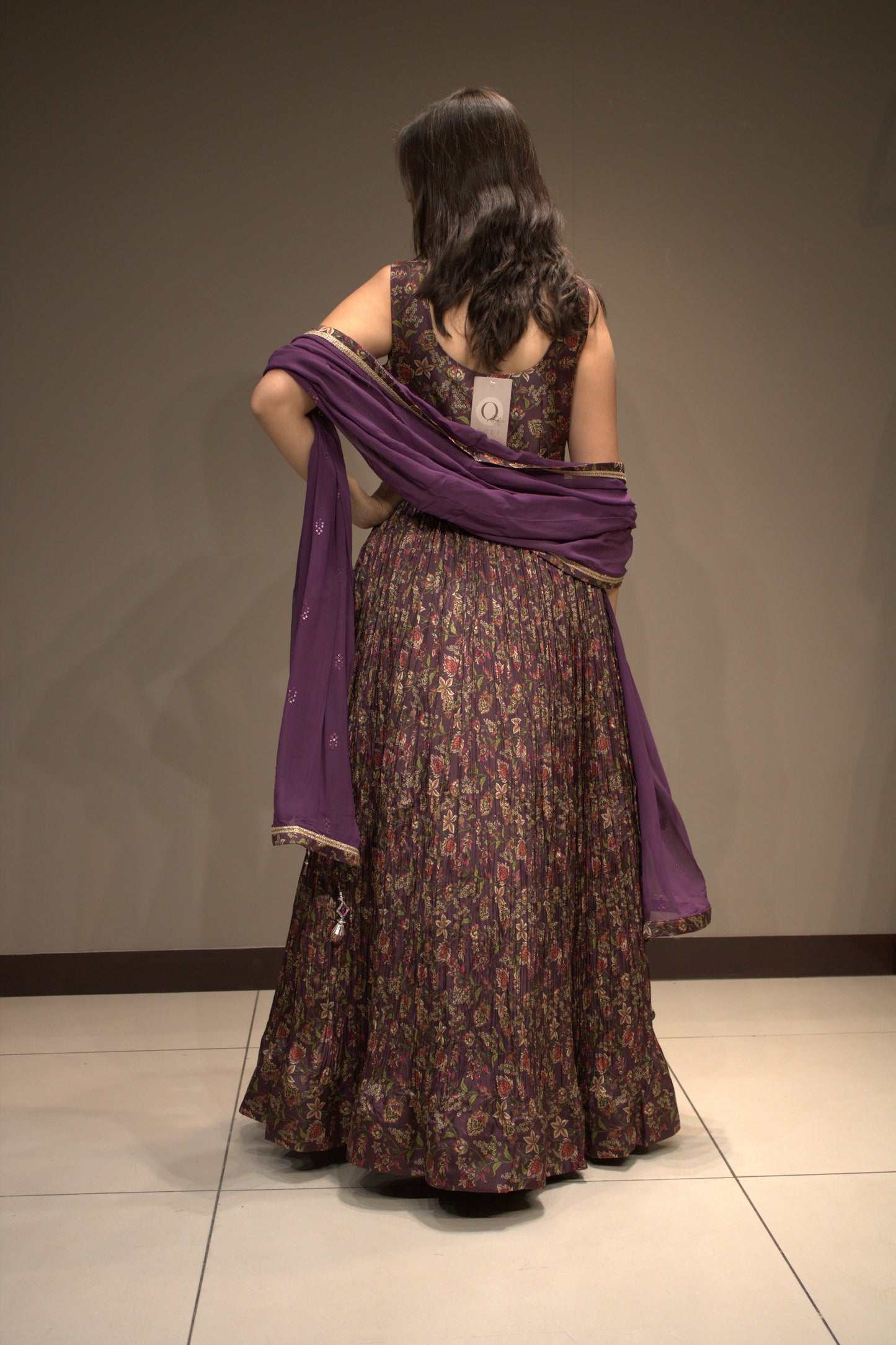 Tissue Floor-Length Dress with Elegant Sequin Work