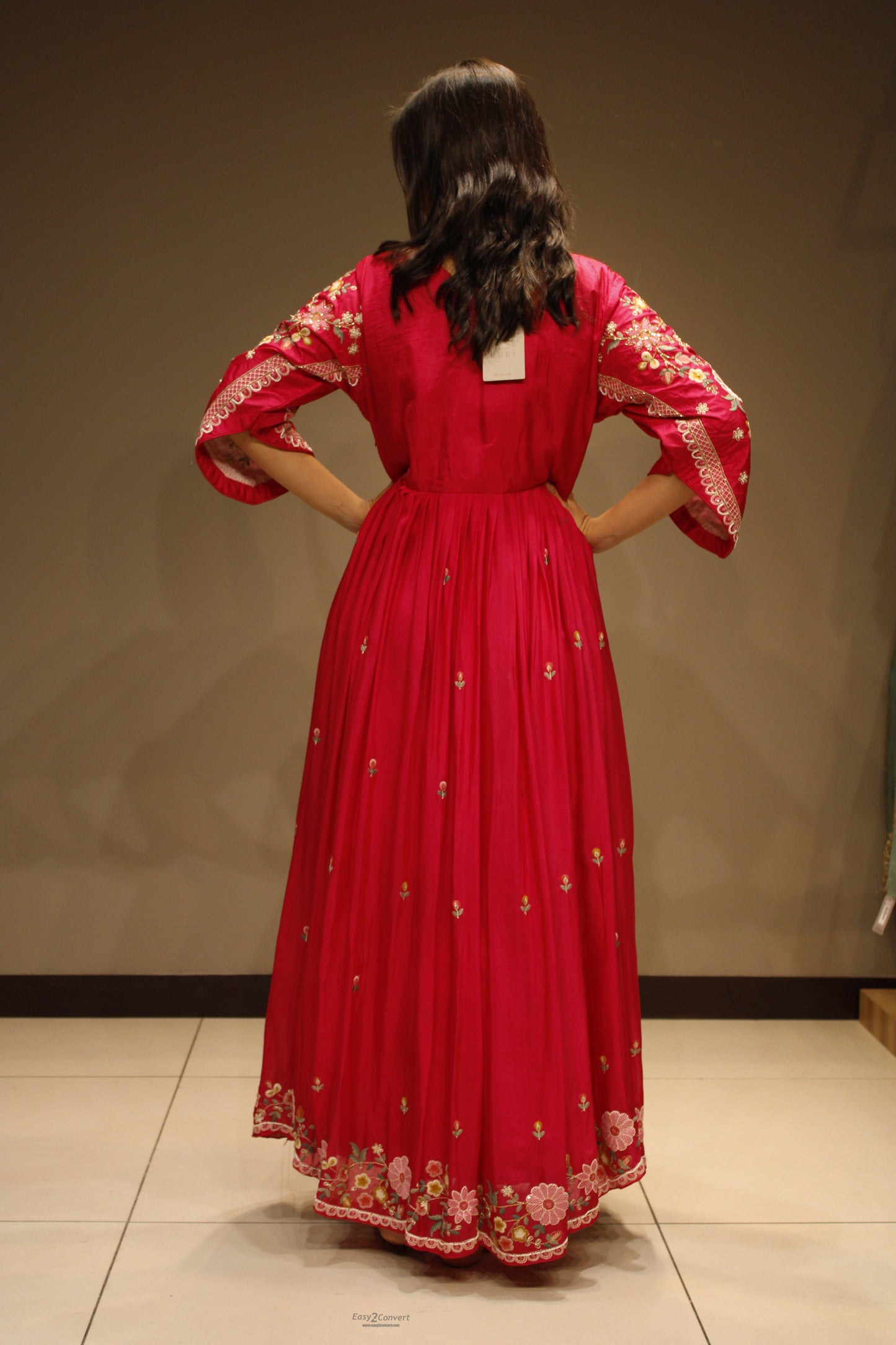 Chinon Floor-Length Dress with Elegant Pearl Embellishment