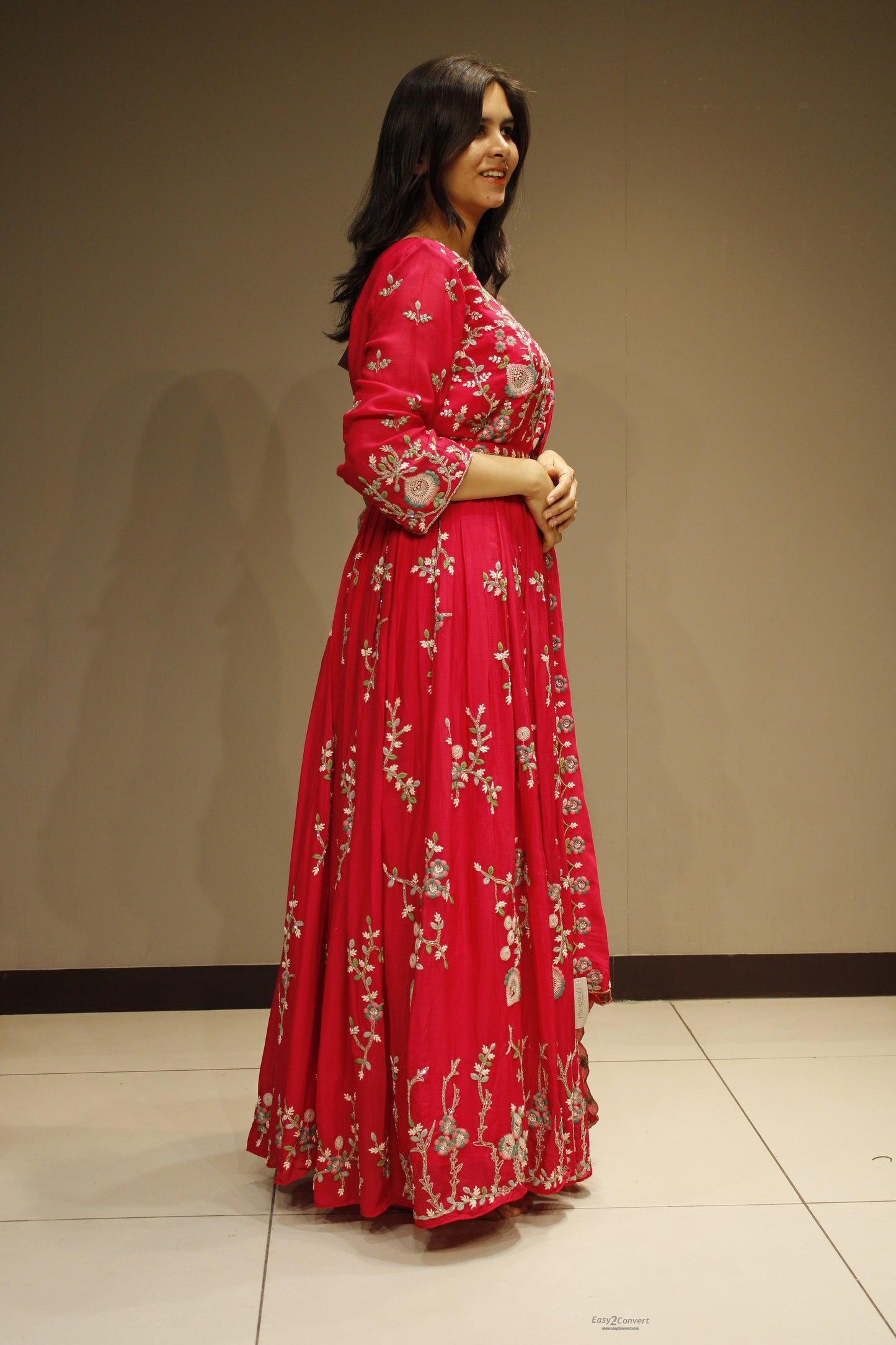 Chinon Floor-Length Dress with Elegant Resham Embroidery