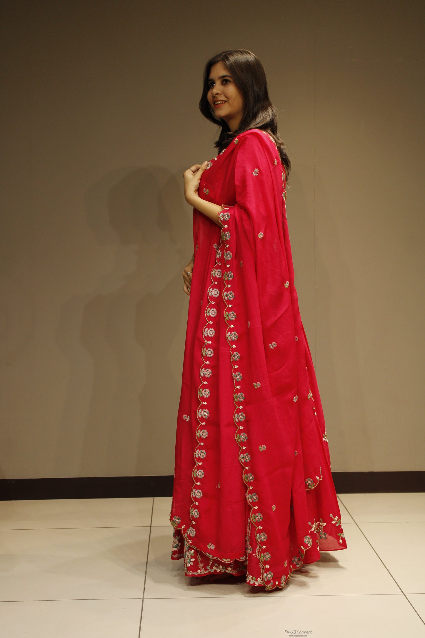 Chinon Floor-Length Dress with Elegant Resham Embroidery