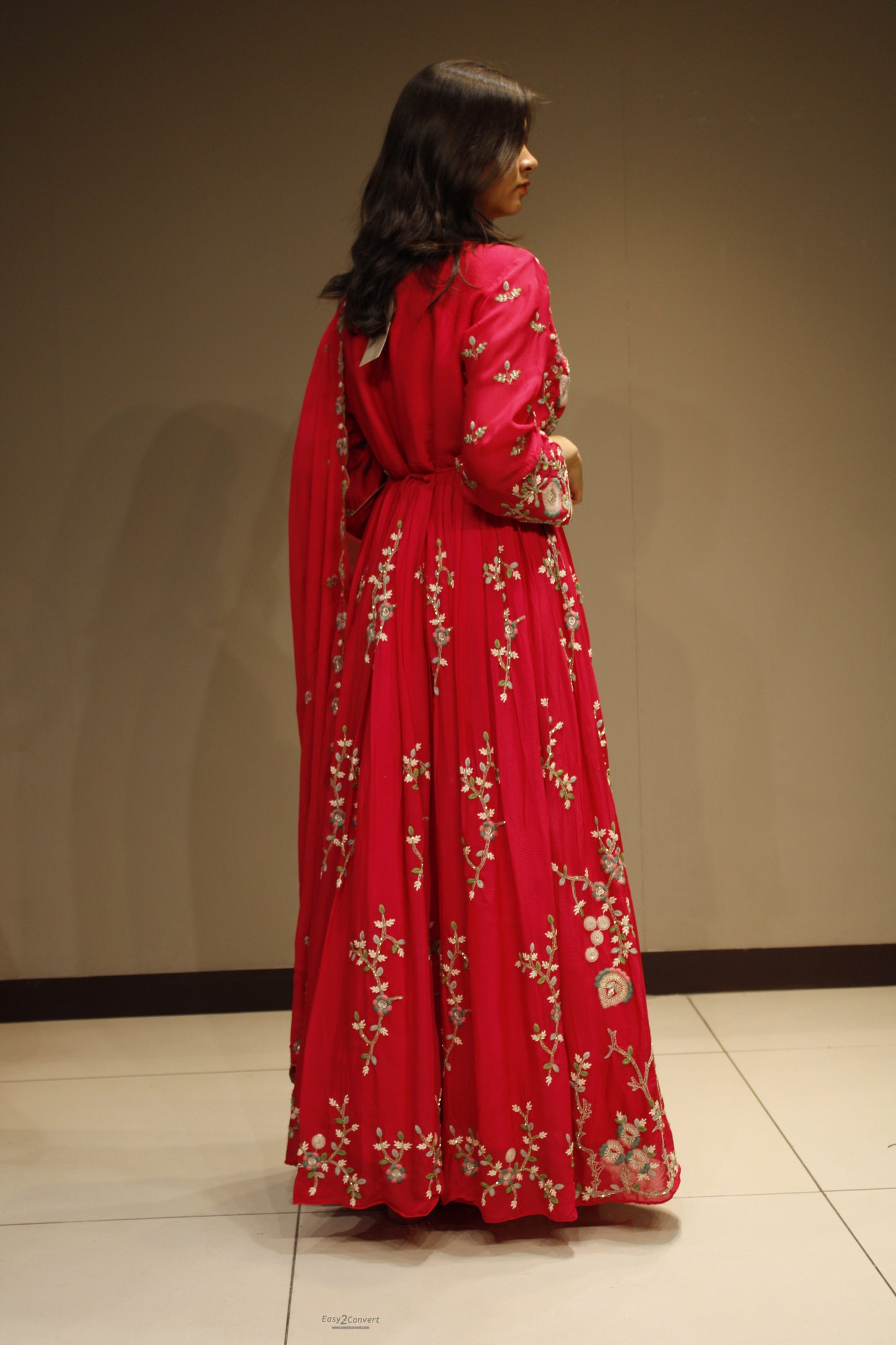 Chinon Floor-Length Dress with Elegant Resham Embroidery