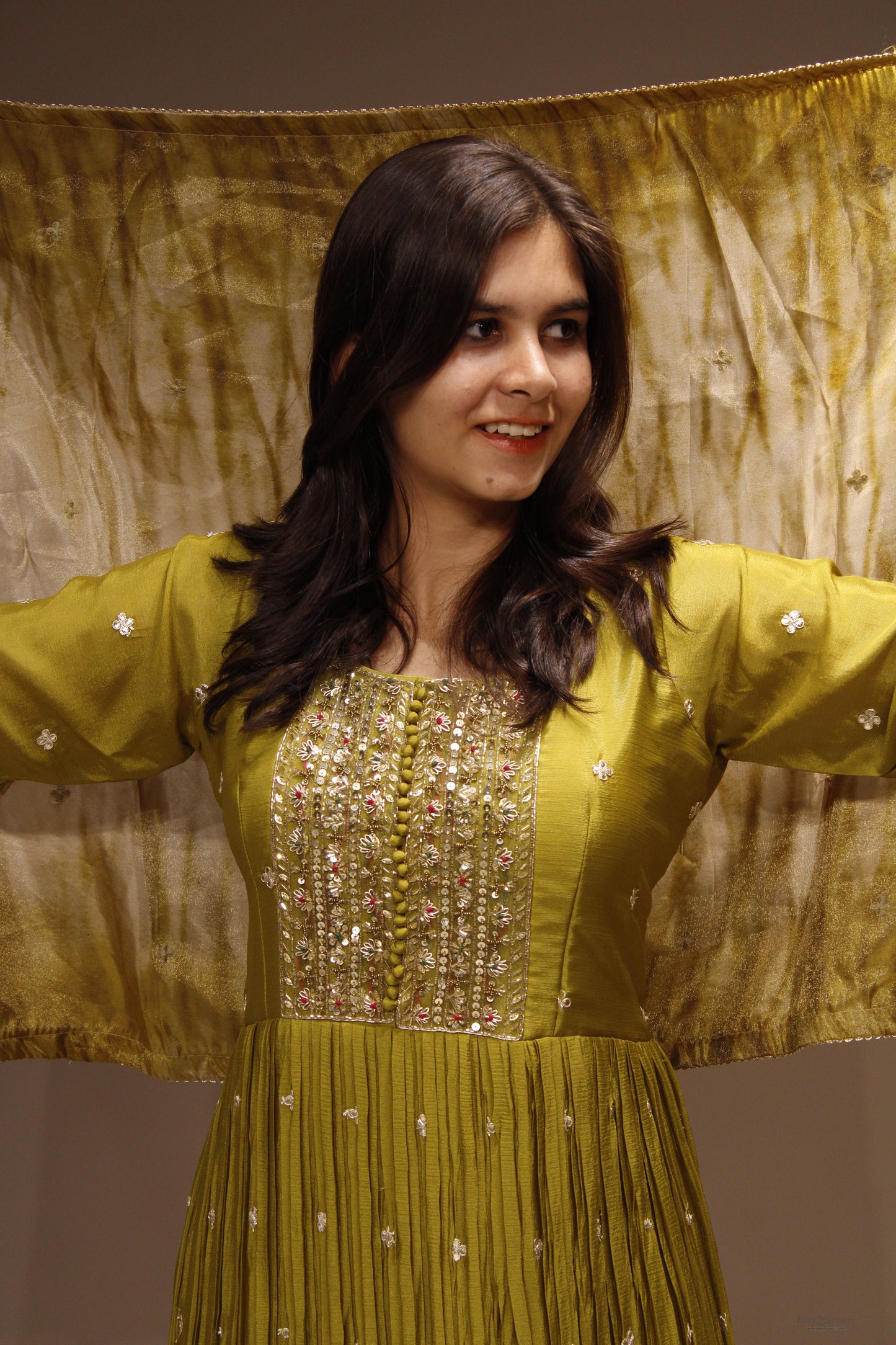 Tissue Anarkali with Handcrafted Zardozi Embroidery